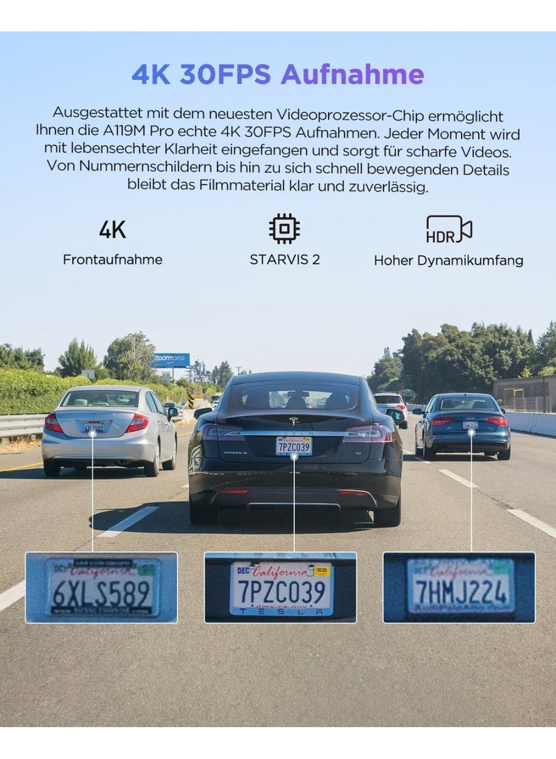 Viofo A119M Pro 4K Dash Camera for Car – Sony STARVIS Sensor, Night Vision, GPS, Wi-Fi, Car Dash Cam & Dashboard Cam - Image 3